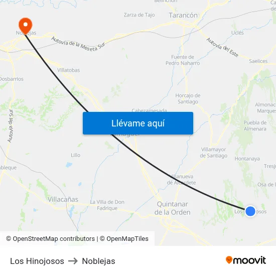 Los Hinojosos to Noblejas map
