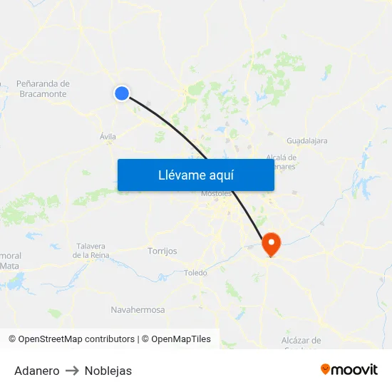 Adanero to Noblejas map