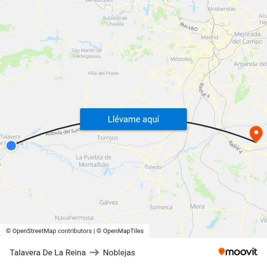 Talavera De La Reina to Noblejas map