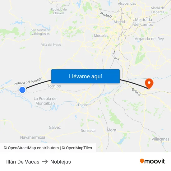 Illán De Vacas to Noblejas map