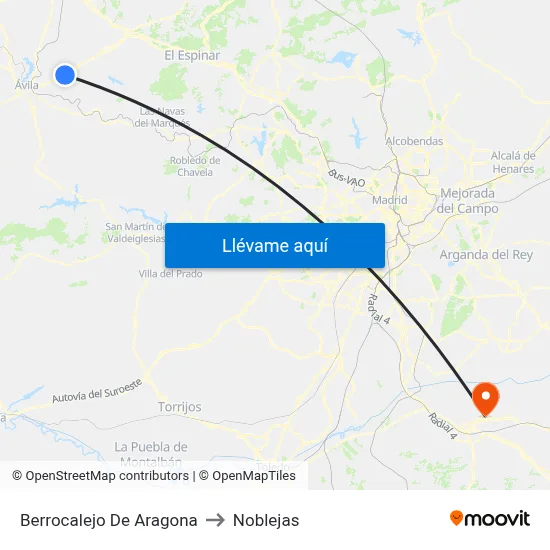 Berrocalejo De Aragona to Noblejas map