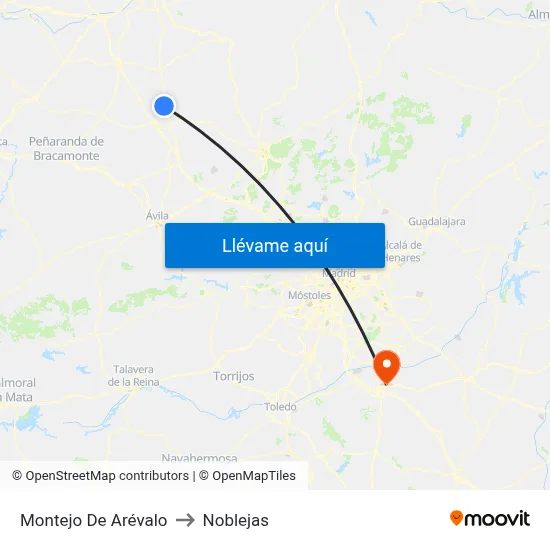 Montejo De Arévalo to Noblejas map