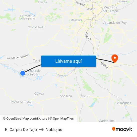El Carpio De Tajo to Noblejas map