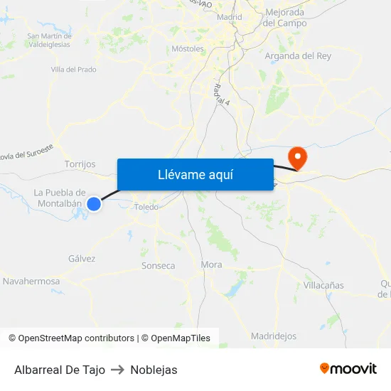 Albarreal De Tajo to Noblejas map