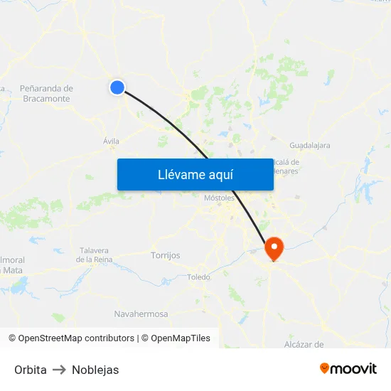 Orbita to Noblejas map