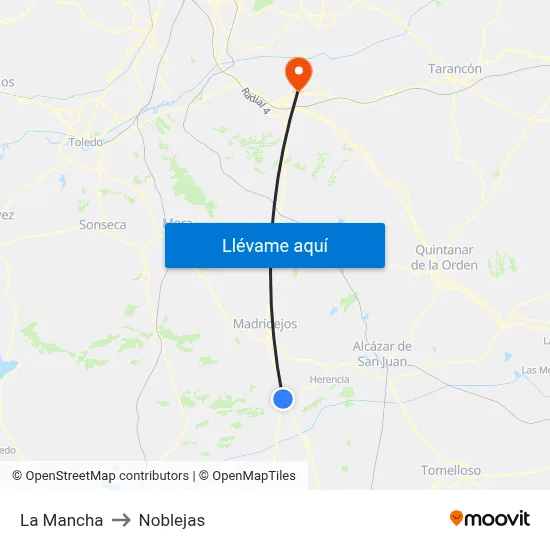 La Mancha to Noblejas map