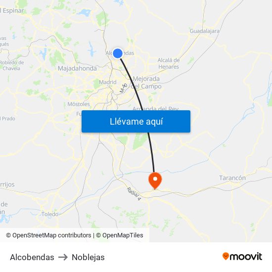 Alcobendas to Noblejas map