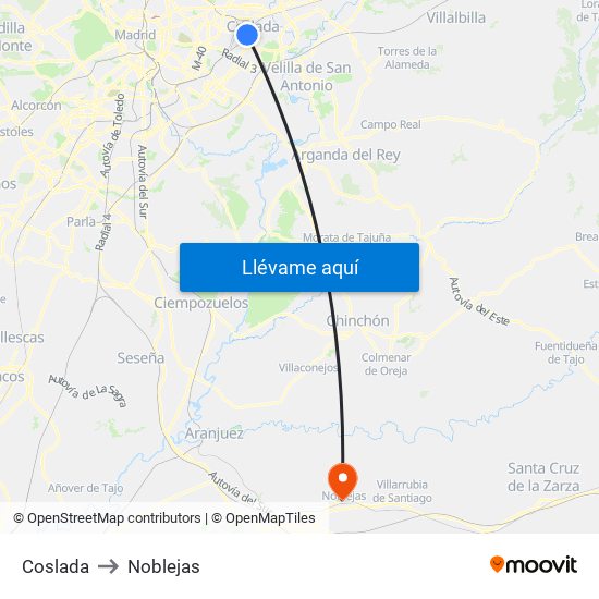 Coslada to Noblejas map