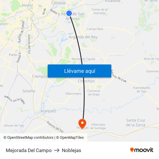 Mejorada Del Campo to Noblejas map