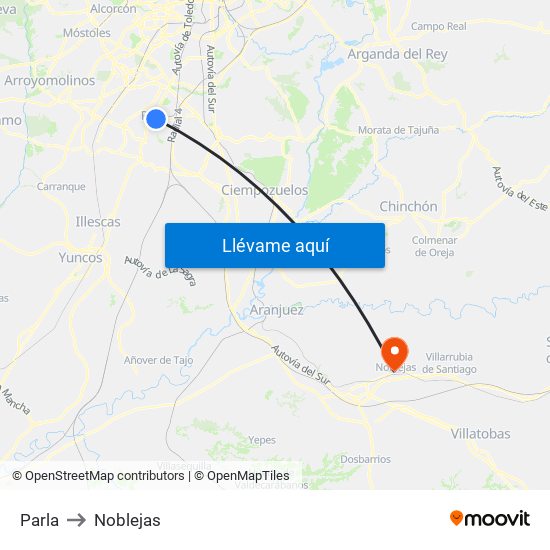 Parla to Noblejas map