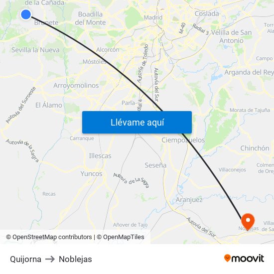 Quijorna to Noblejas map