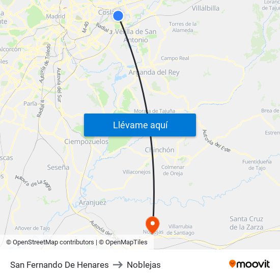 San Fernando De Henares to Noblejas map