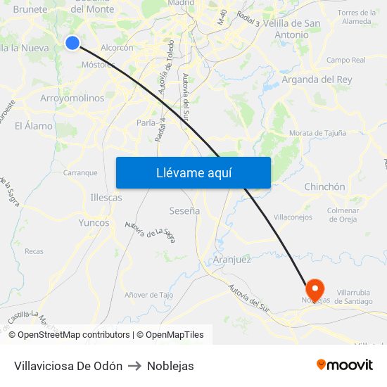 Villaviciosa De Odón to Noblejas map