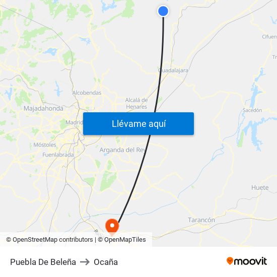 Puebla De Beleña to Ocaña map