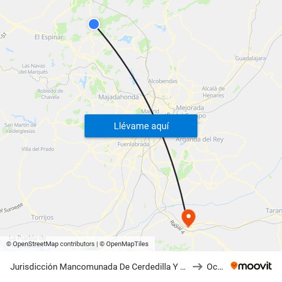 Jurisdicción Mancomunada De Cerdedilla Y Navacerrada to Ocaña map