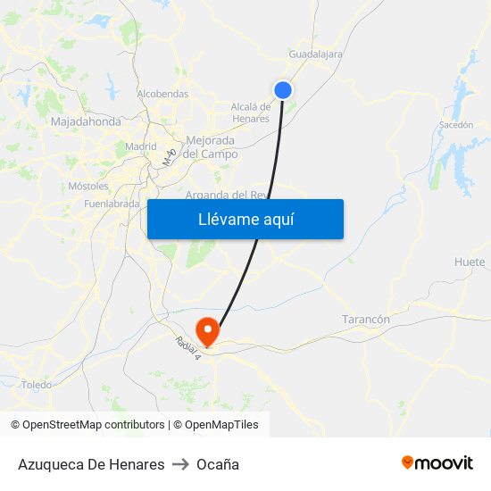 Azuqueca De Henares to Ocaña map