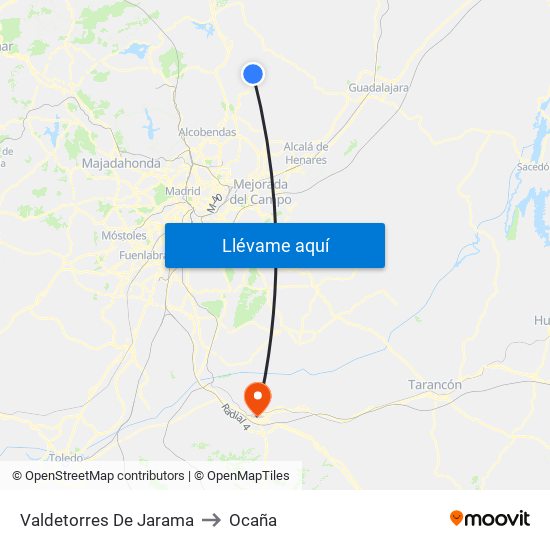 Valdetorres De Jarama to Ocaña map