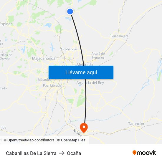 Cabanillas De La Sierra to Ocaña map