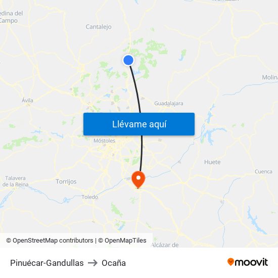 Pinuécar-Gandullas to Ocaña map