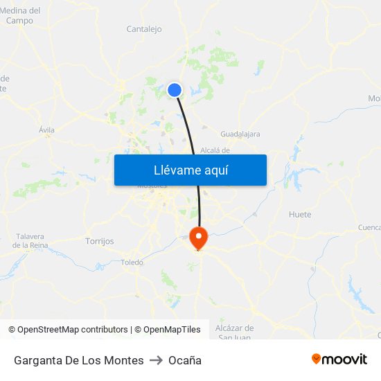 Garganta De Los Montes to Ocaña map