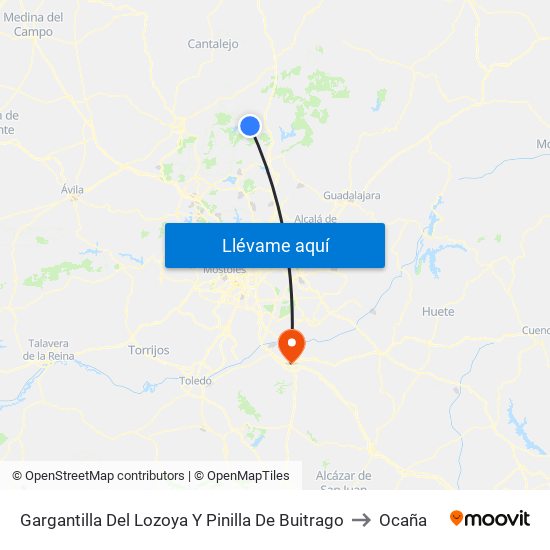Gargantilla Del Lozoya Y Pinilla De Buitrago to Ocaña map