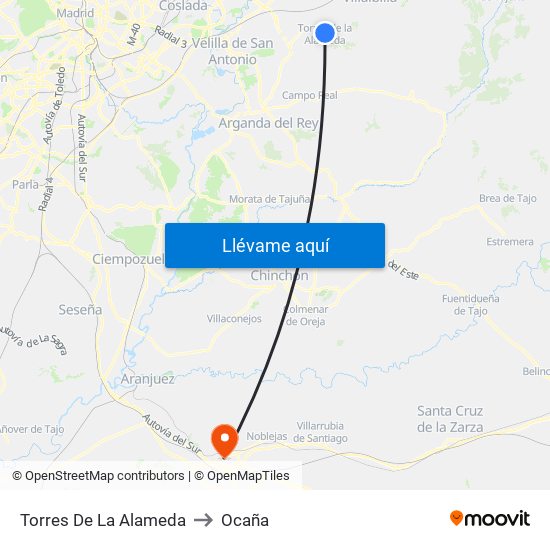 Torres De La Alameda to Ocaña map