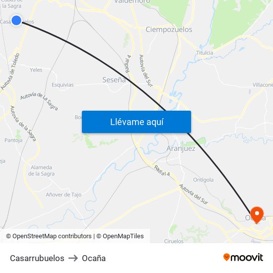 Casarrubuelos to Ocaña map