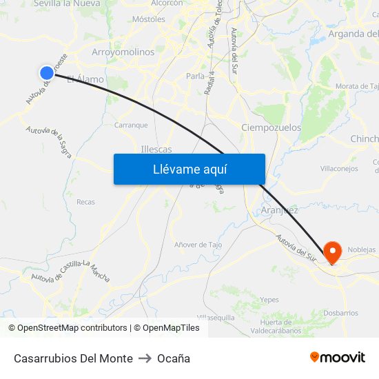 Casarrubios Del Monte to Ocaña map