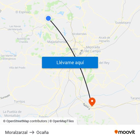 Moralzarzal to Ocaña map