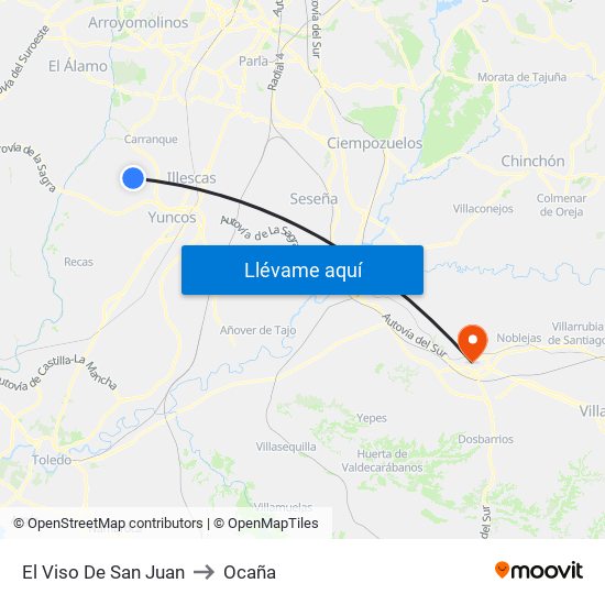 El Viso De San Juan to Ocaña map