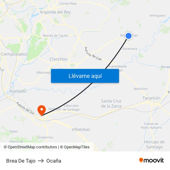 Brea De Tajo to Ocaña map