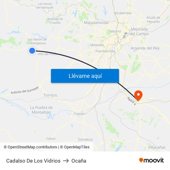 Cadalso De Los Vidrios to Ocaña map