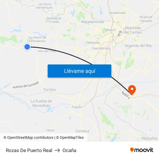 Rozas De Puerto Real to Ocaña map