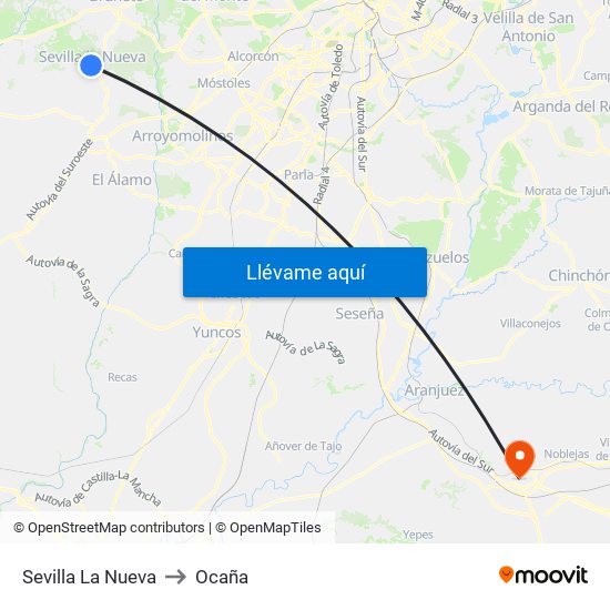 Sevilla La Nueva to Ocaña map