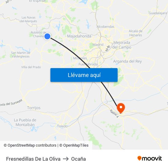 Fresnedillas De La Oliva to Ocaña map