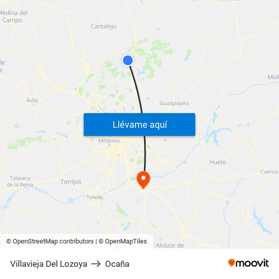 Villavieja Del Lozoya to Ocaña map