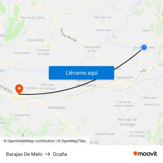 Barajas De Melo to Ocaña map