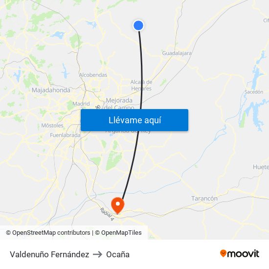 Valdenuño Fernández to Ocaña map