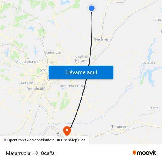 Matarrubia to Ocaña map