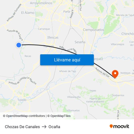 Chozas De Canales to Ocaña map