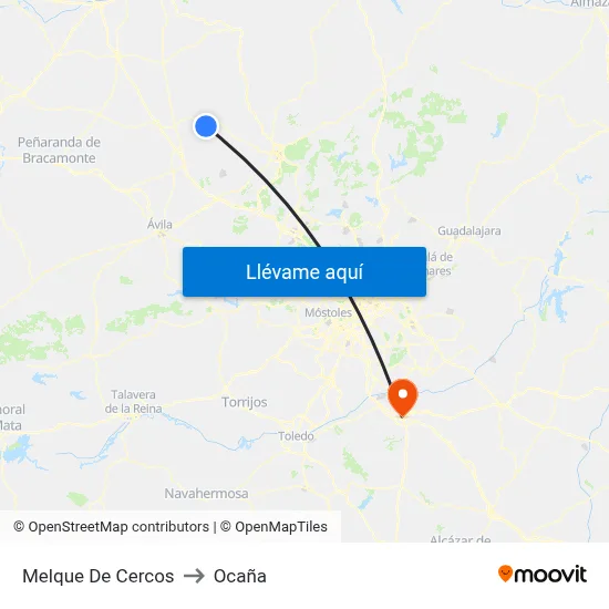 Melque De Cercos to Ocaña map