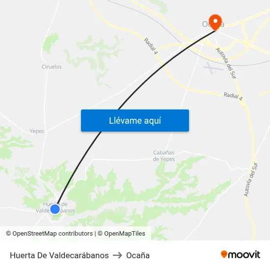 Huerta De Valdecarábanos to Ocaña map