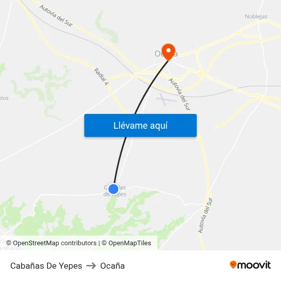 Cabañas De Yepes to Ocaña map