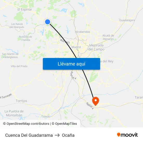 Cuenca Del Guadarrama to Ocaña map