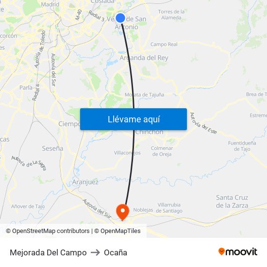 Mejorada Del Campo to Ocaña map