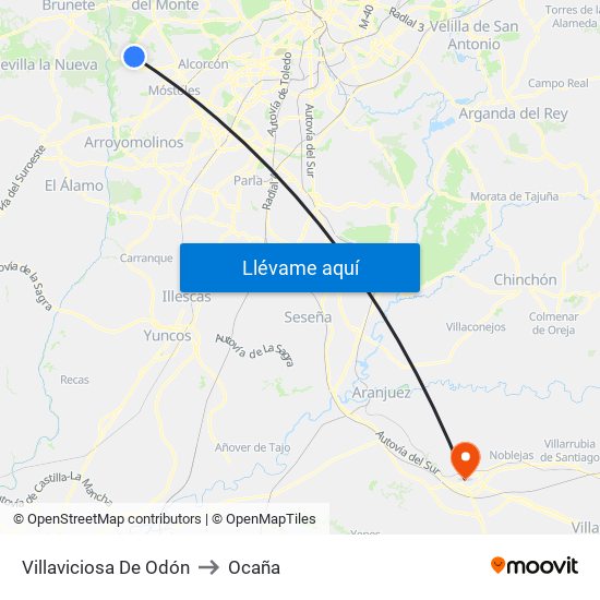 Villaviciosa De Odón to Ocaña map