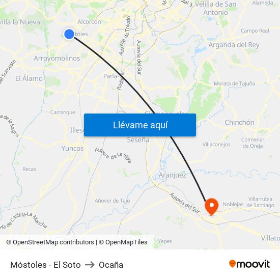 Móstoles - El Soto to Ocaña map