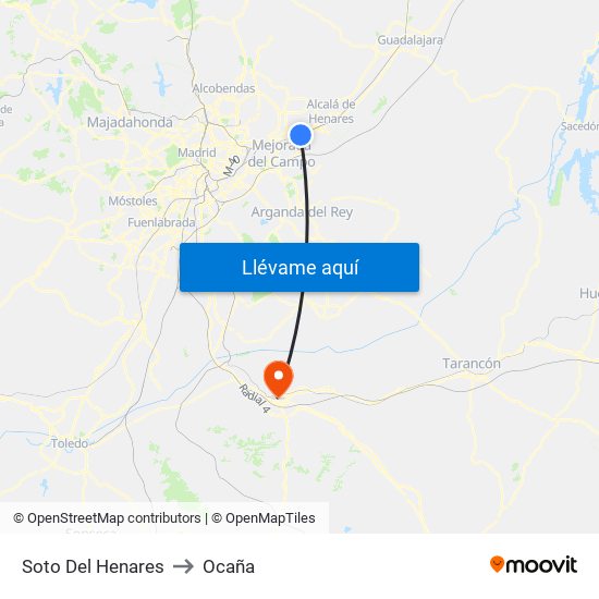 Soto Del Henares to Ocaña map
