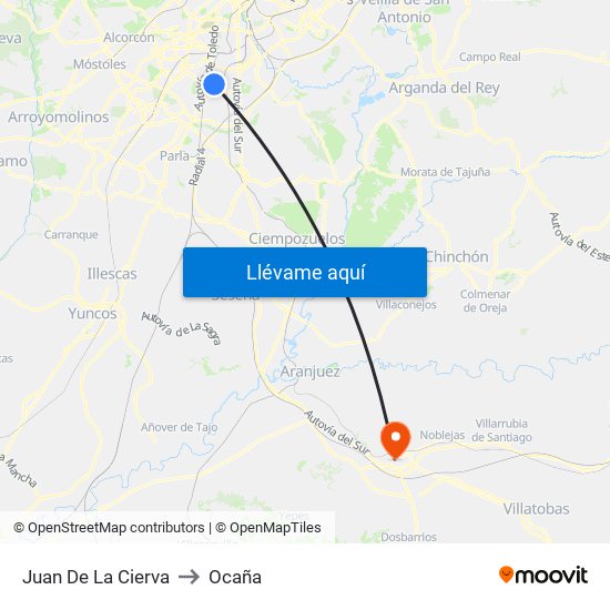 Juan De La Cierva to Ocaña map