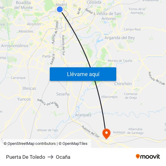 Puerta De Toledo to Ocaña map